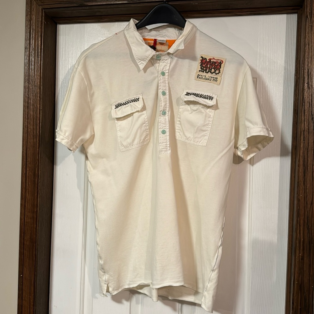 Parasuco Cream Polo Shirt with Embroidered Patch